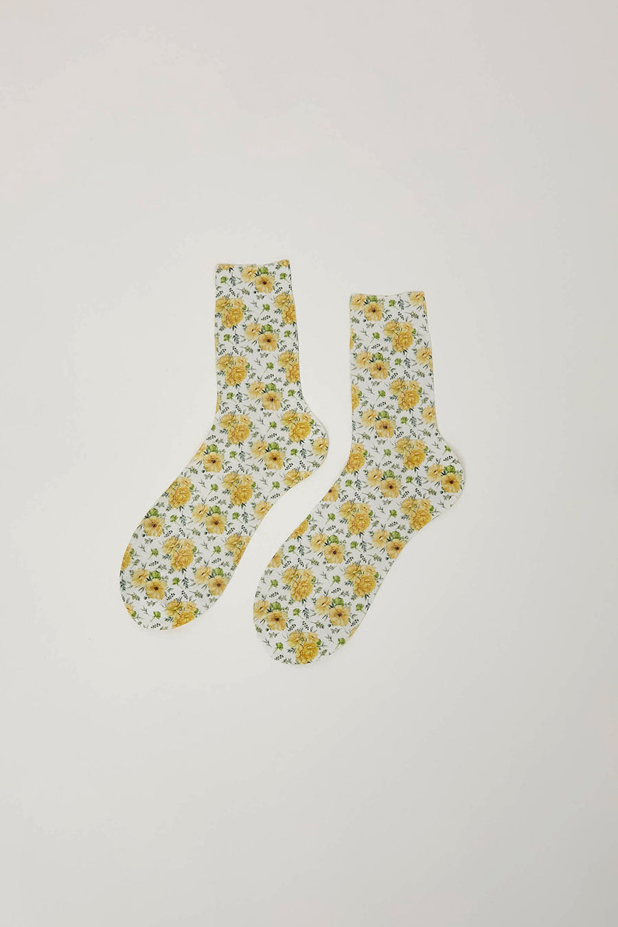 Maria La Rosa Spring Silk Ankle Socks in Yellow Flowers