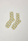 Maria La Rosa Spring Silk Ankle Socks in Yellow Flowers