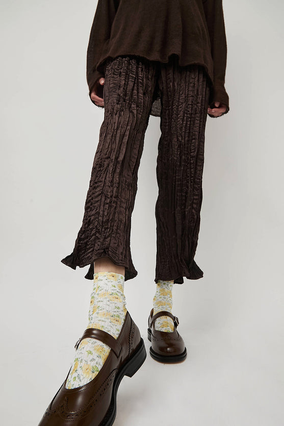 Maria La Rosa Spring Silk Ankle Socks in Yellow Flowers