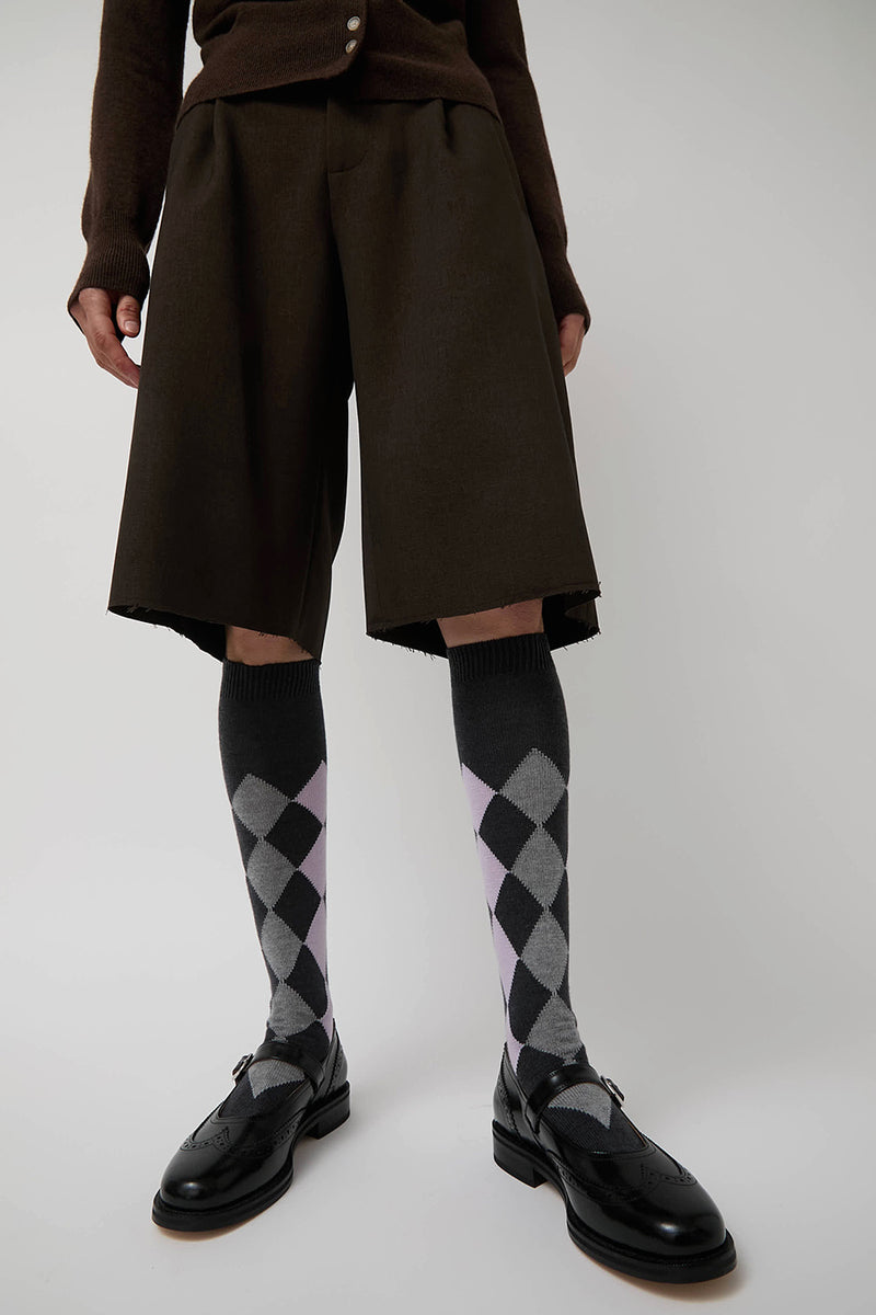 Maria La Rosa Tall Argyle Socks in Dark Grey