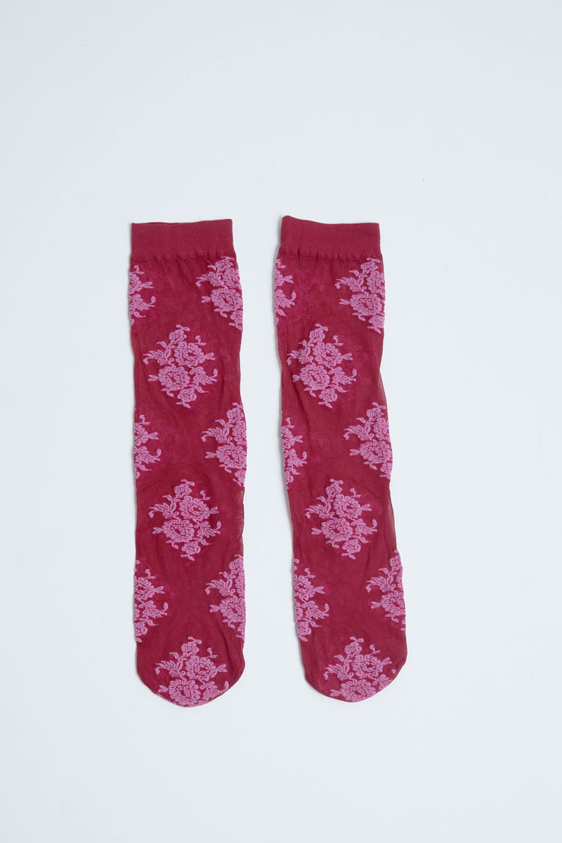 Maria La Rosa Word Knee High Socks in Bordeaux
