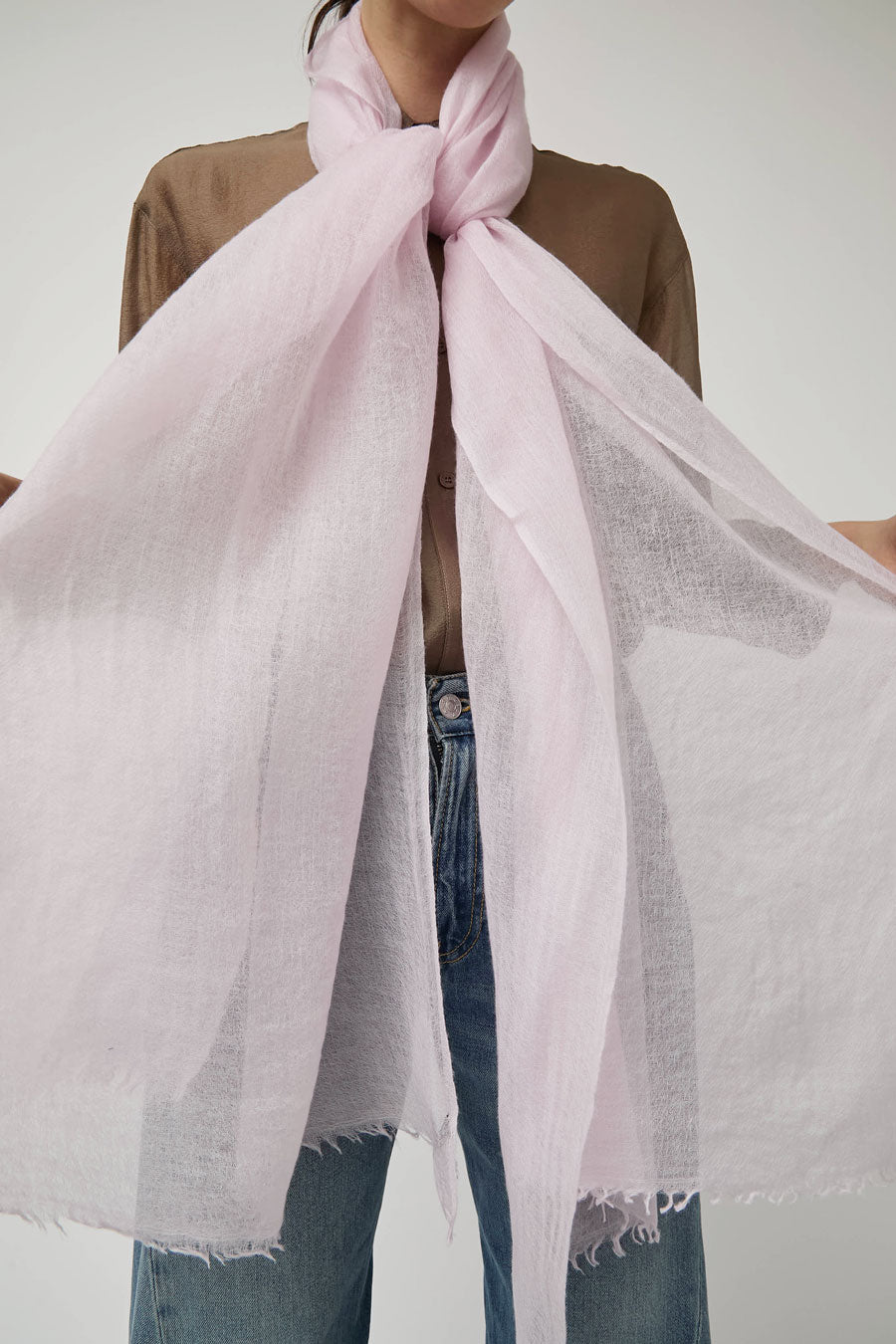 Meg Cohen Long Cashmere Whisper Scarf in Blush