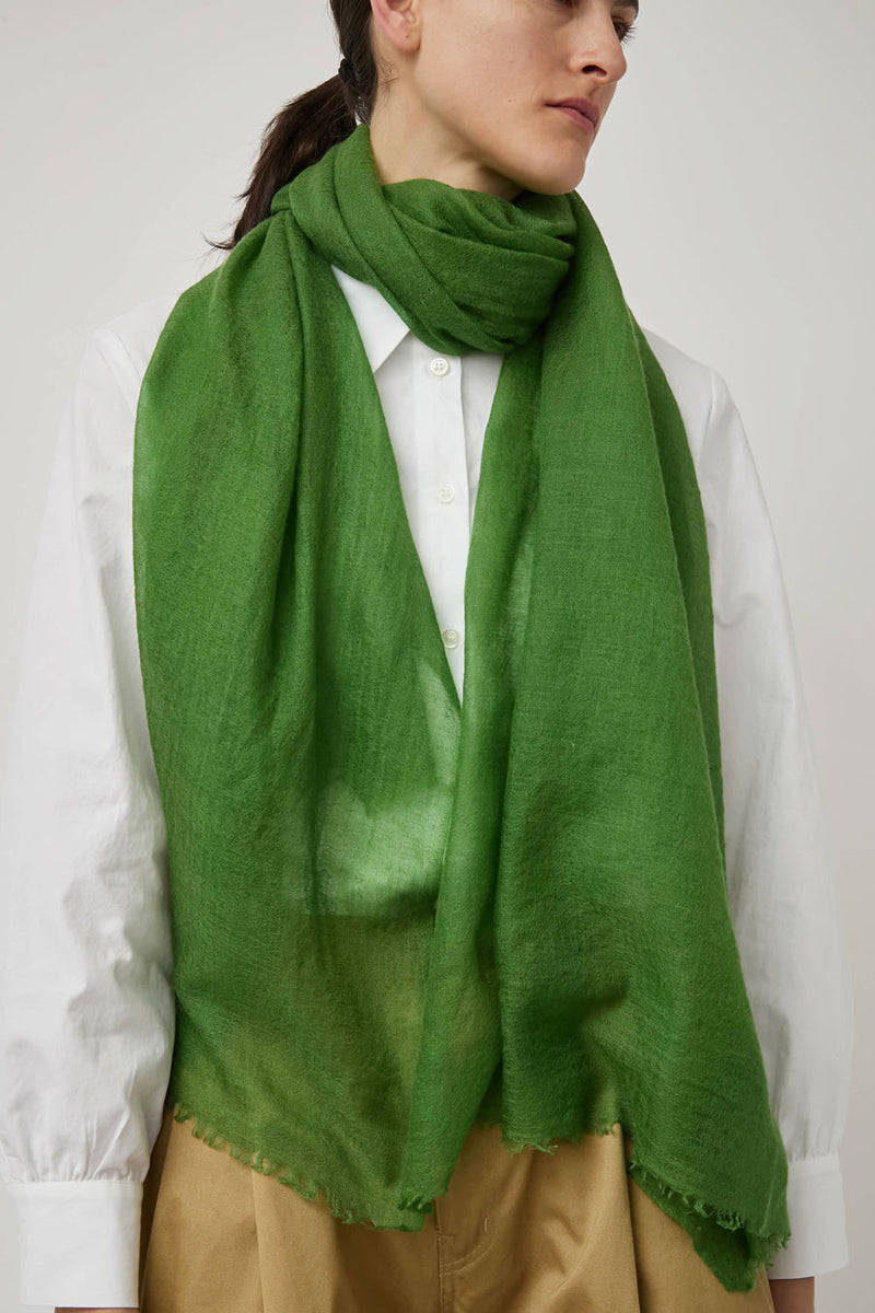 Meg Cohen Long Cashmere Whisper Scarf in Moss