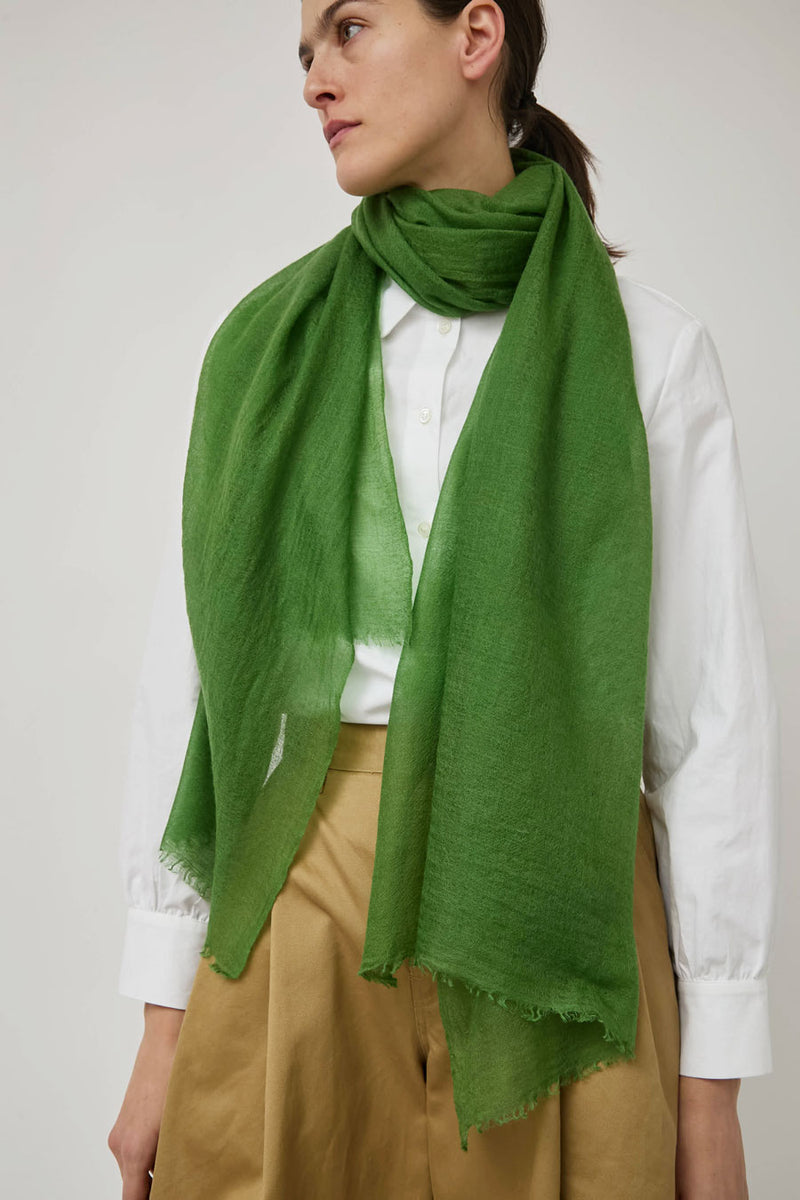 Meg Cohen Long Cashmere Whisper Scarf in Moss