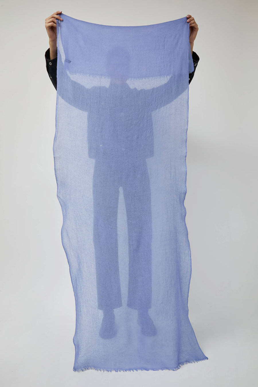 Meg Cohen Long Cashmere Whisper Scarf in New Blue