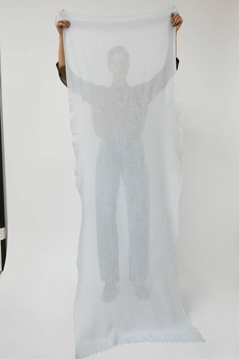Meg Cohen Long Cashmere Whisper Scarf in Pale Blue