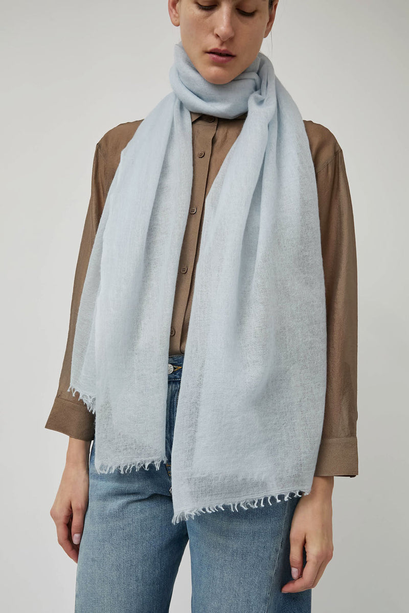 Meg Cohen Long Cashmere Whisper Scarf in Pale Blue