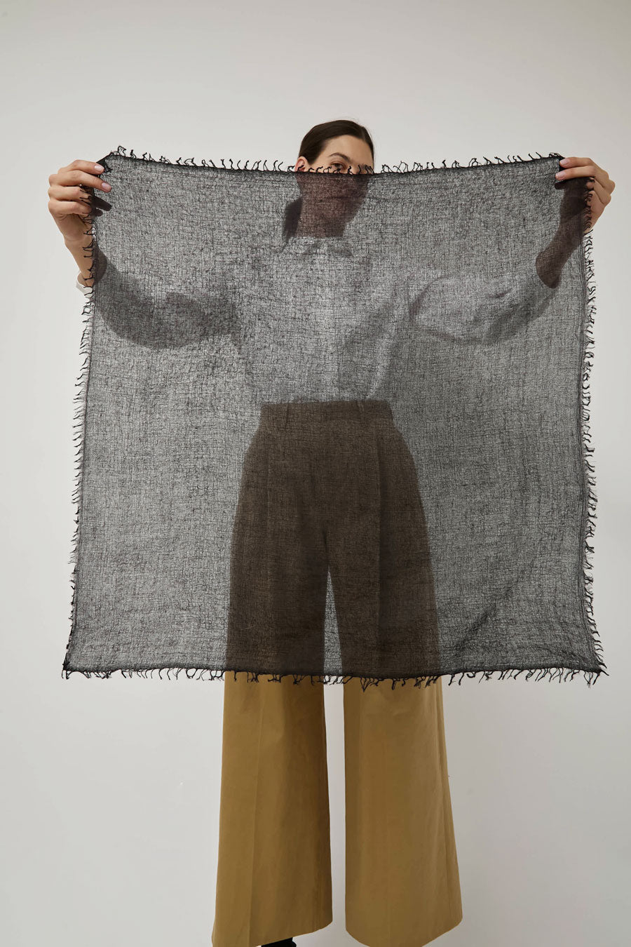 Meg Cohen Square Cashmere Whisper Scarf in Black