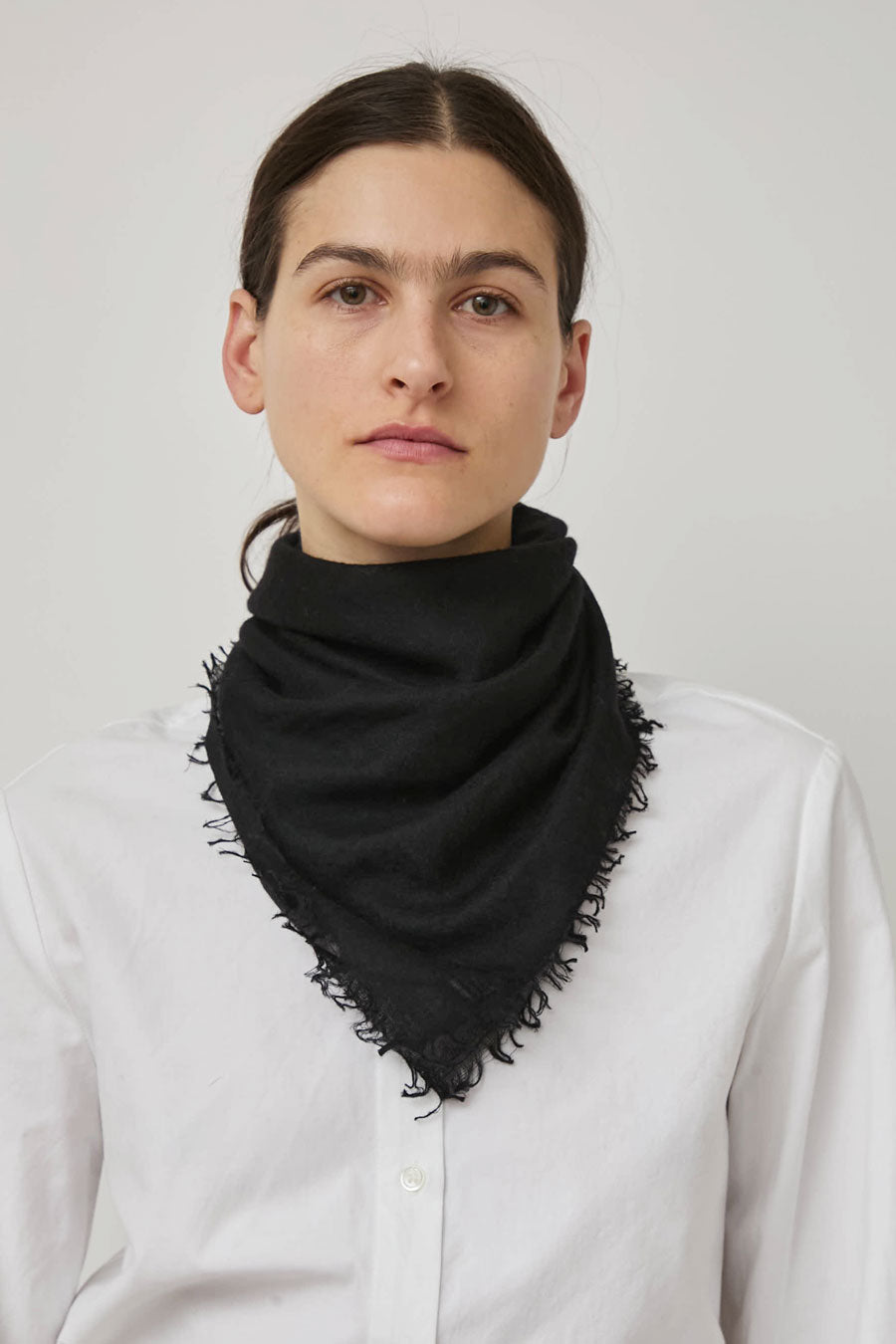 Meg Cohen Square Cashmere Whisper Scarf in Black