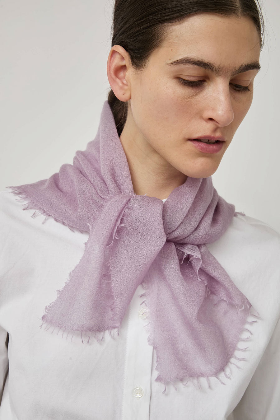 Meg Cohen Square Cashmere Whisper Scarf in Dusty Lilac