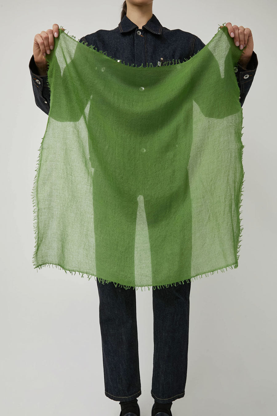 Meg Cohen Square Cashmere Whisper Scarf in Moss