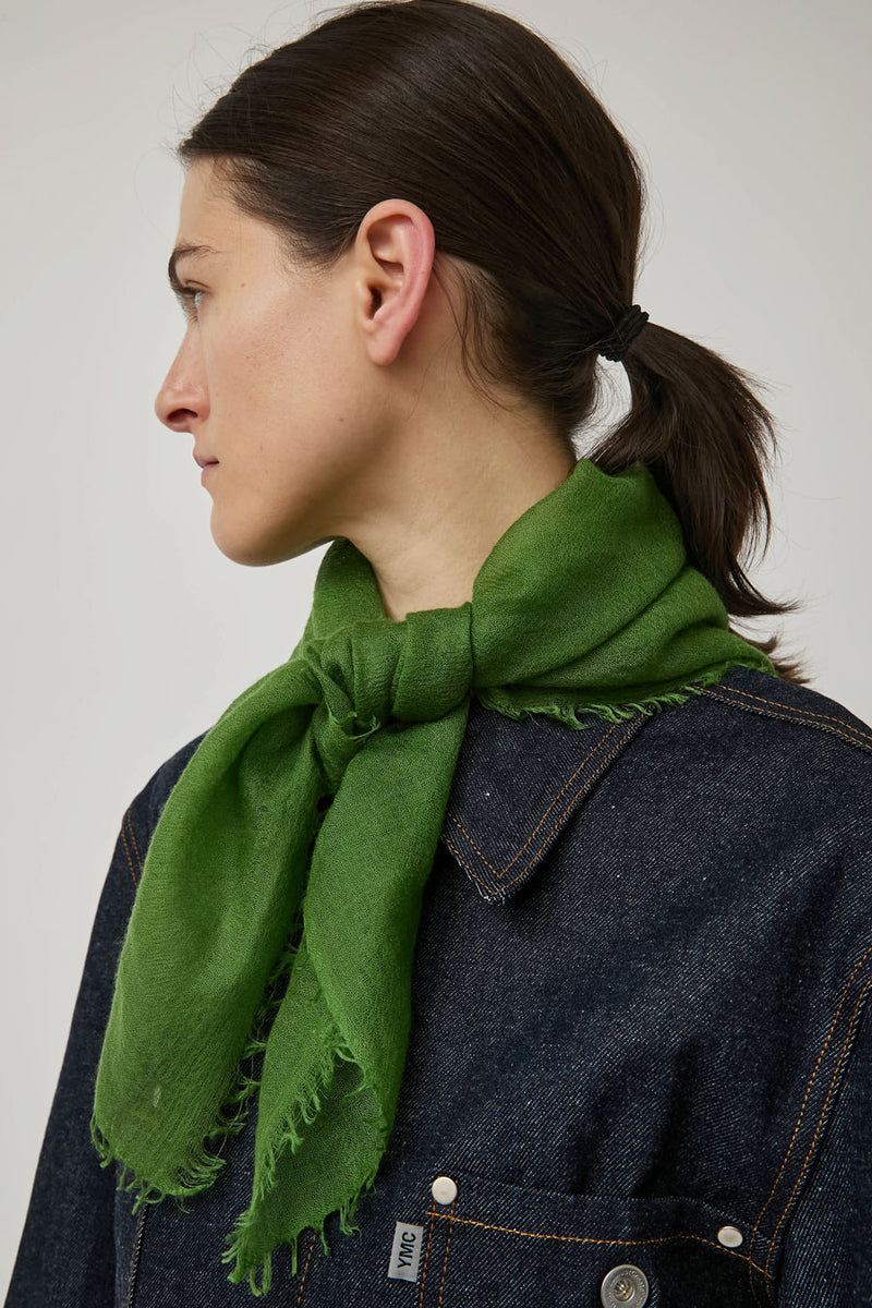 Meg Cohen Square Cashmere Whisper Scarf in Moss