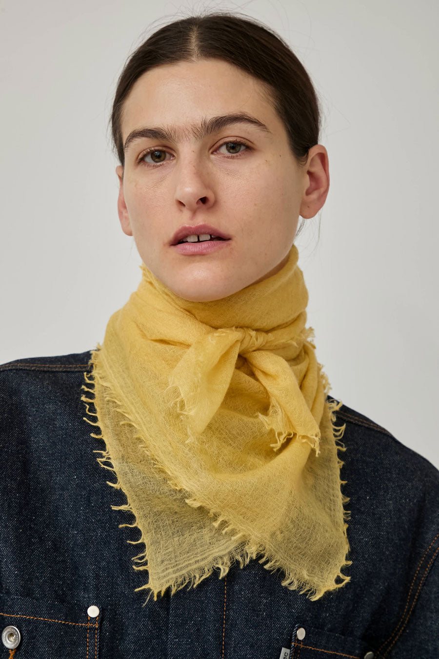 Meg Cohen Square Cashmere Whisper Scarf in Yellow