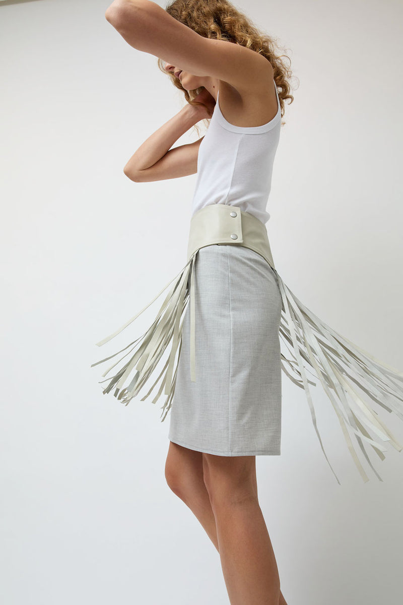 Michelle Del Rio Rio Leather Belt in Stone