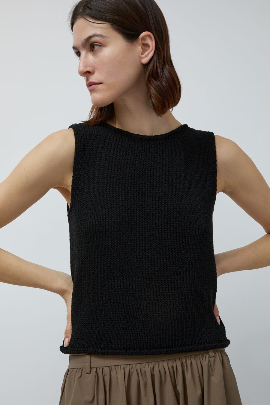 Mijeong Park Boat Neck Knit Tank in Black