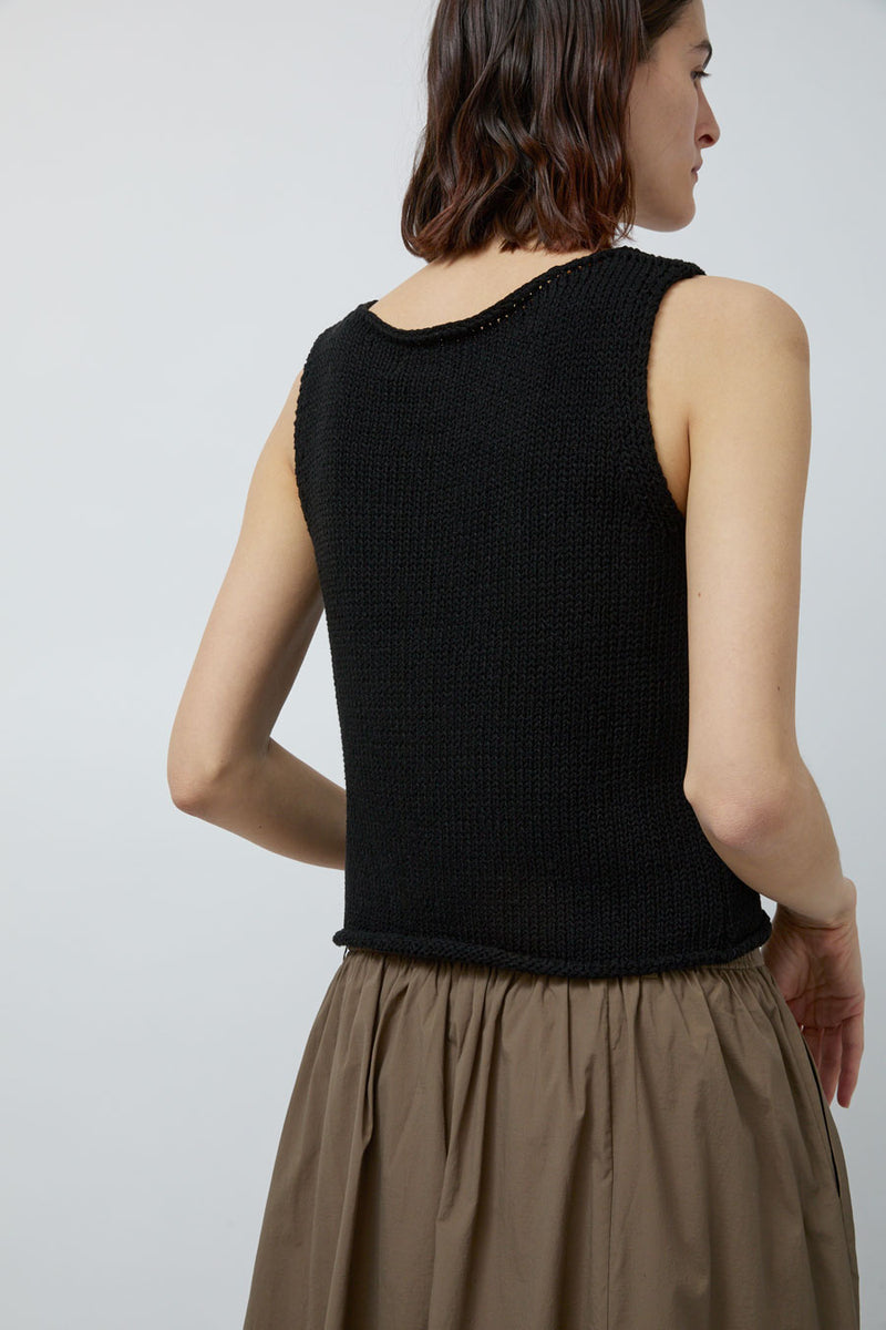 Mijeong Park Boat Neck Knit Tank in Black