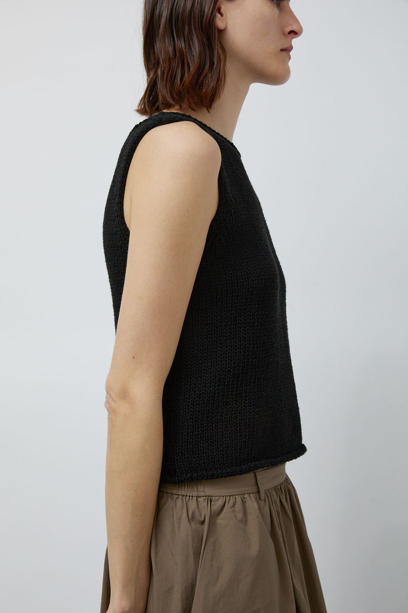 Mijeong Park Boat Neck Knit Tank in Black