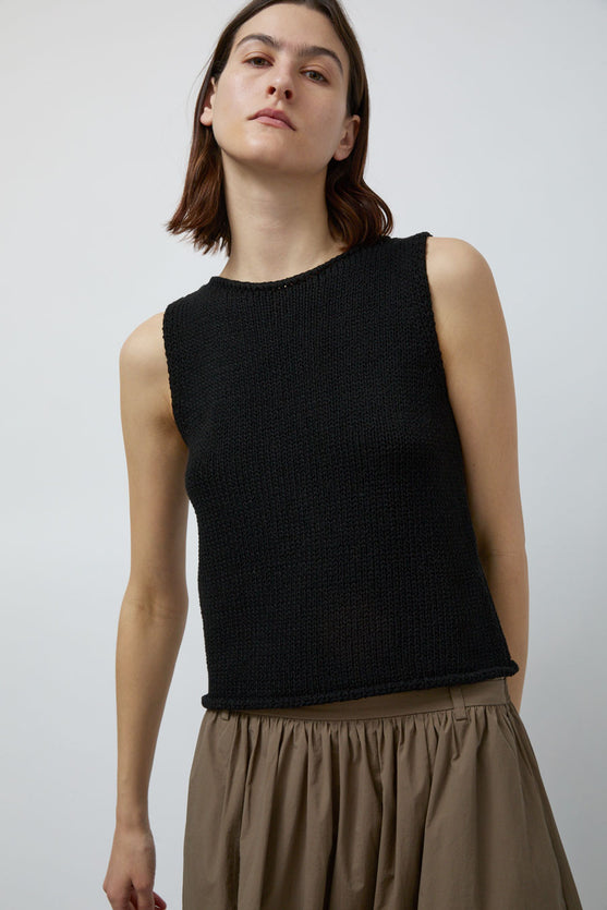 Mijeong Park Boat Neck Knit Tank in Black