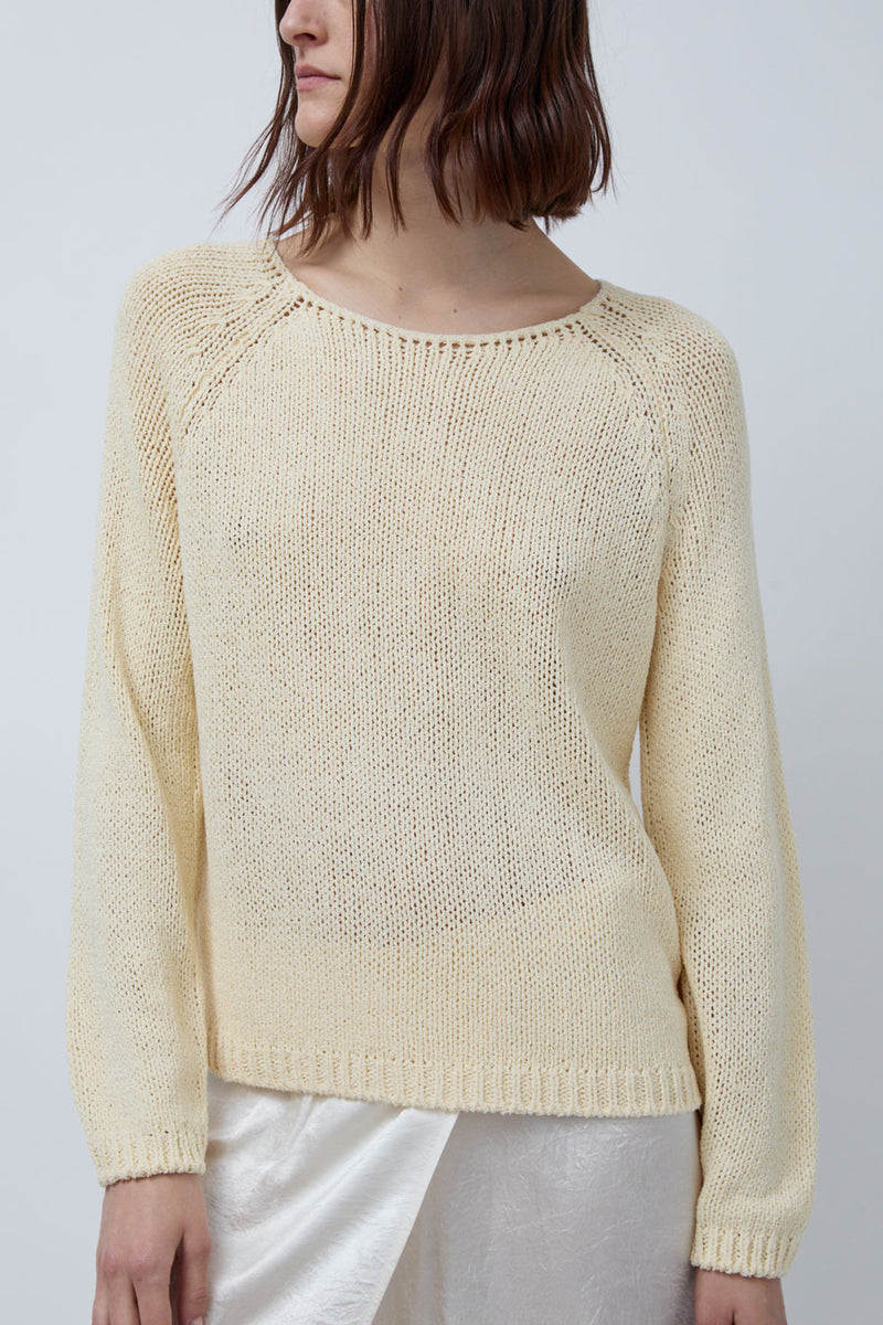 Mijeong Park Boat Neck Sweater in Light Yellow