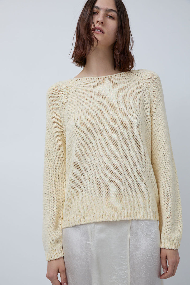 Mijeong Park Boat Neck Sweater in Light Yellow