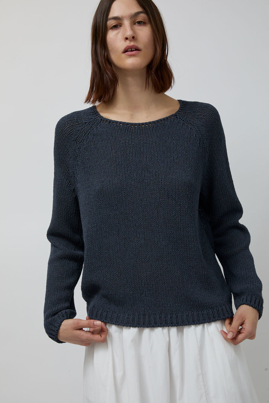 Mijeong Park Boat Neck Sweater in Navy