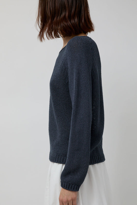 Mijeong Park Boat Neck Sweater in Navy