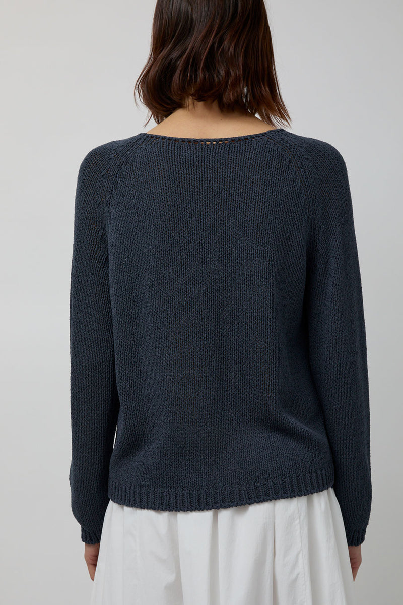 Mijeong Park Boat Neck Sweater in Navy