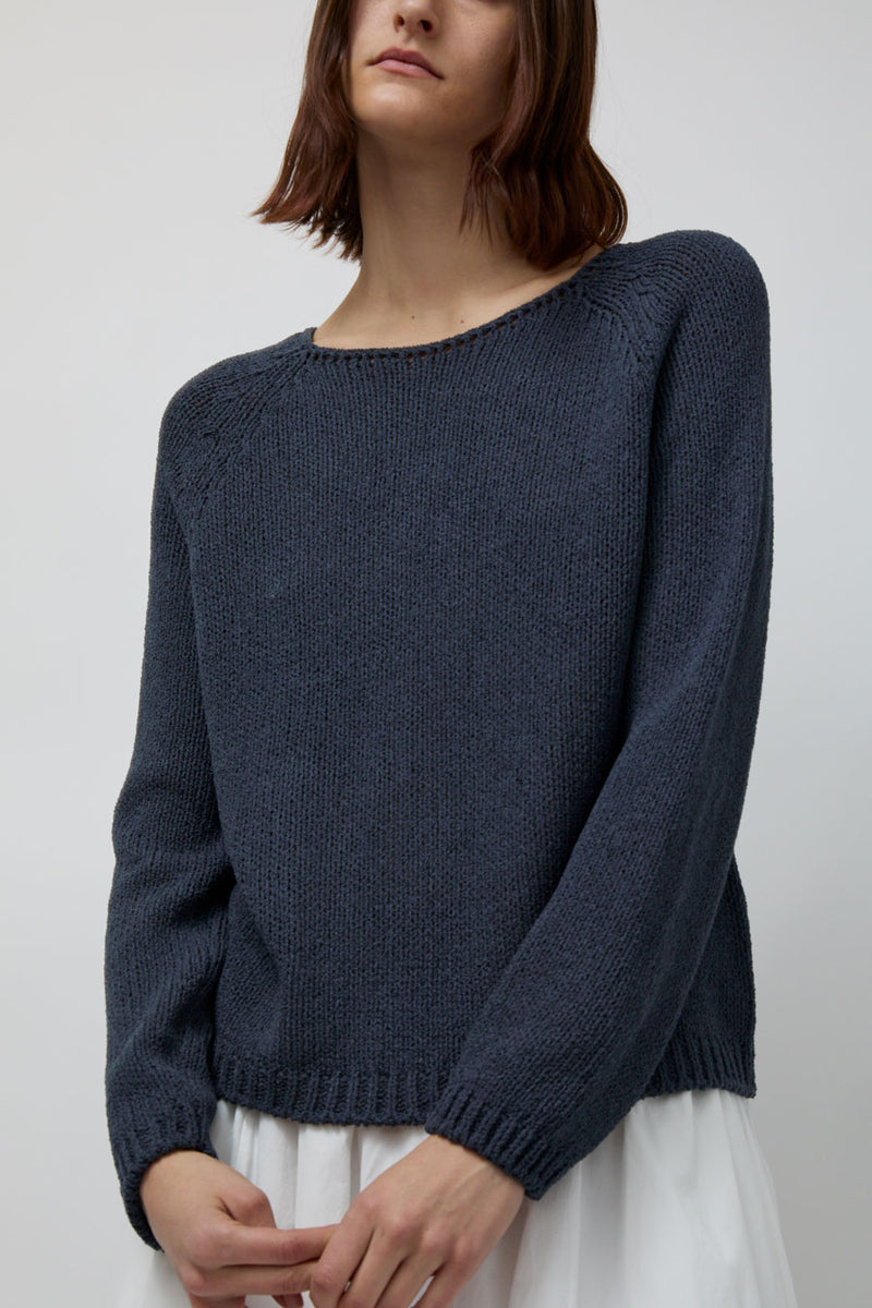 Mijeong Park Boat Neck Sweater in Navy