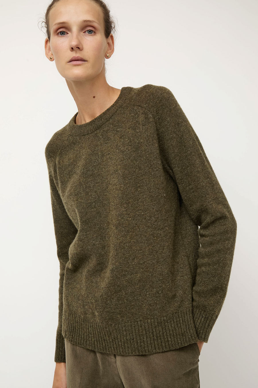 Mijeong Park Cashmere Blend Crewneck Knit in Olive
