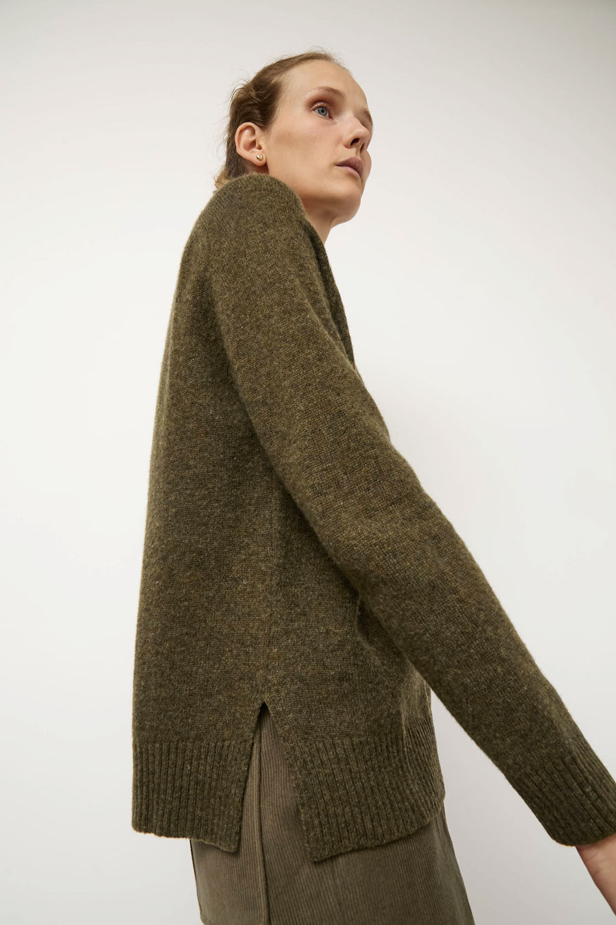 Mijeong Park Cashmere Blend Crewneck Knit in Olive