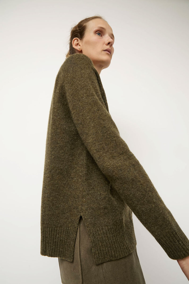 Mijeong Park Cashmere Blend Crewneck Knit in Olive