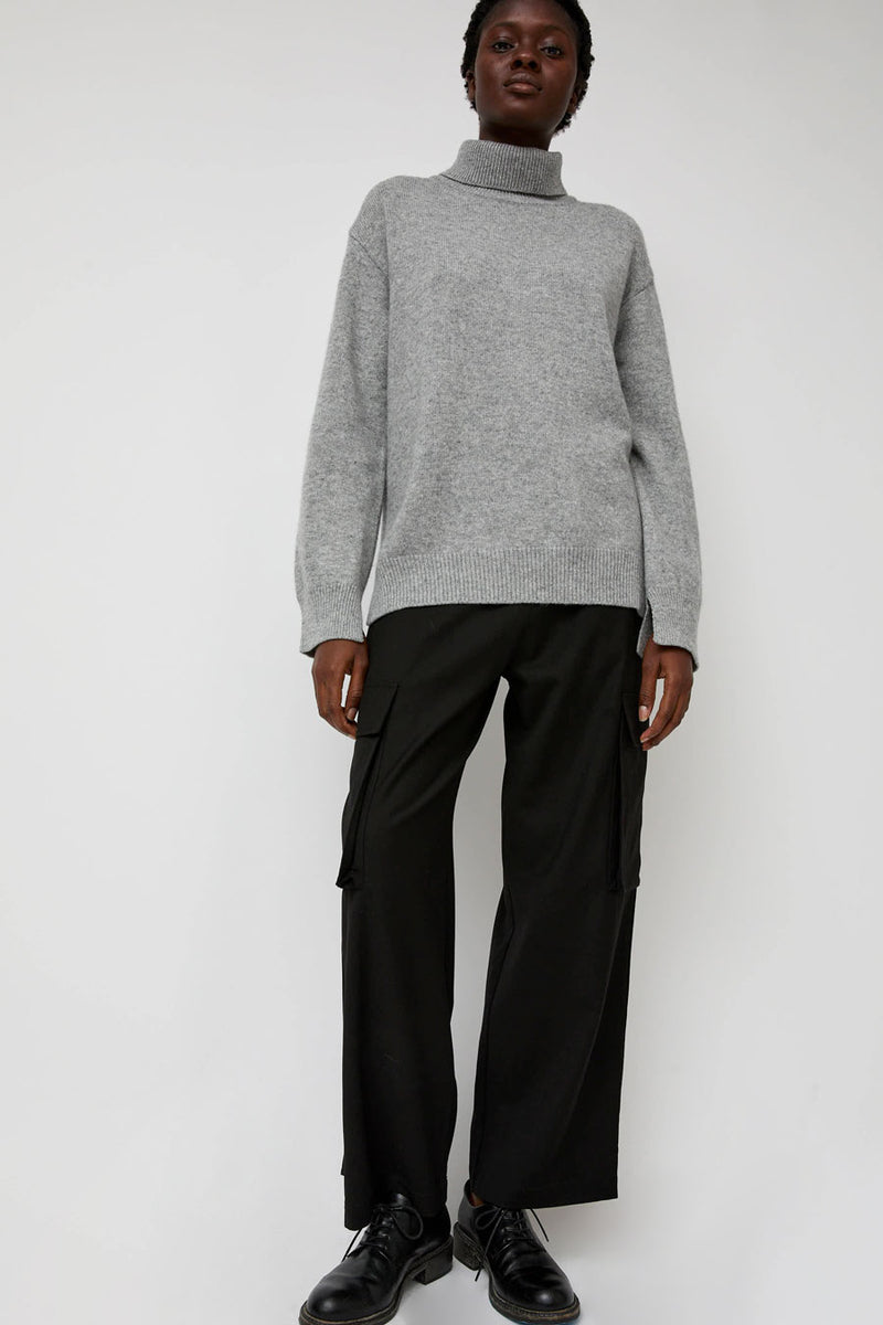 Mijeong Park Cashmere Blend High Neck Knit in Gray