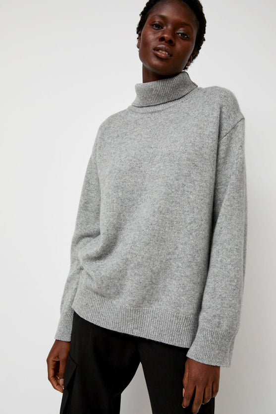 Mijeong Park Cashmere Blend High Neck Knit in Gray