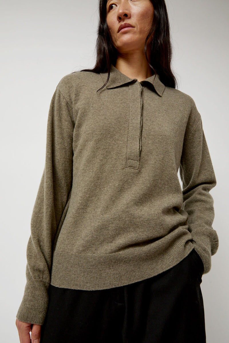 Mijeong Park Cashmere Blend Polo Sweater in Greige