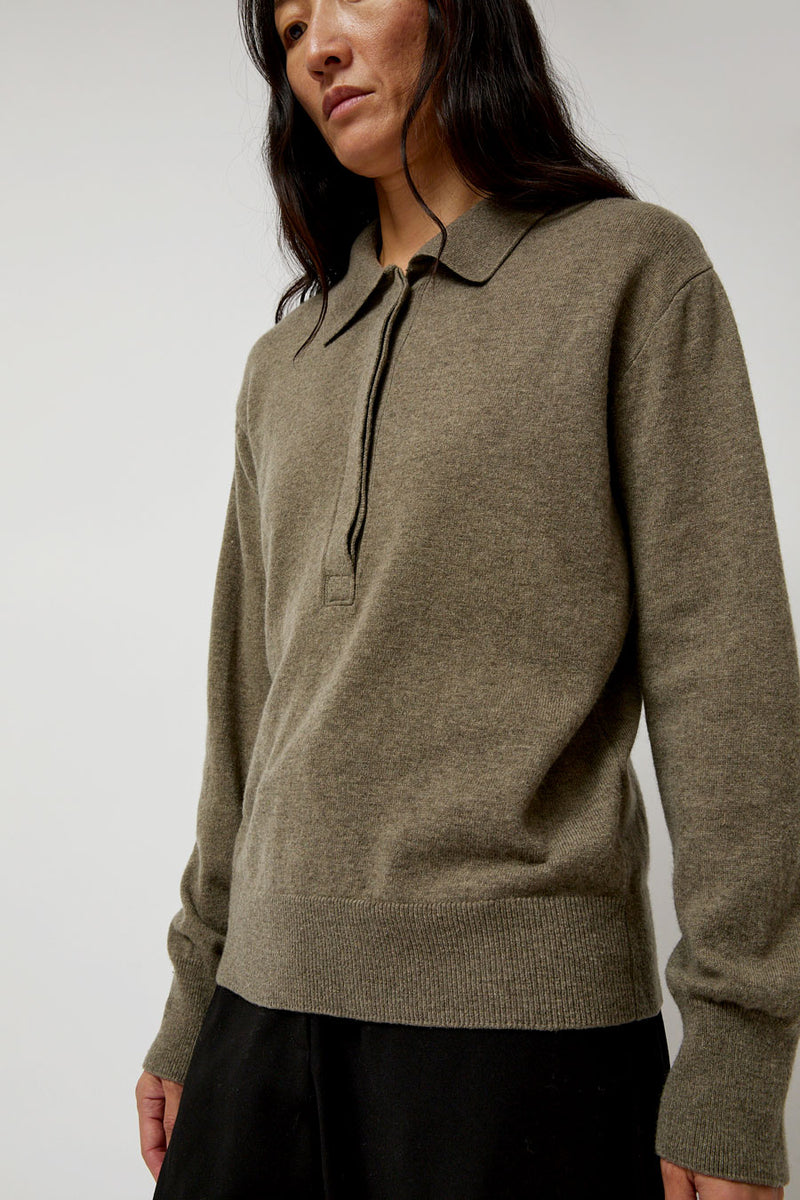 Mijeong Park Cashmere Blend Polo Sweater in Greige