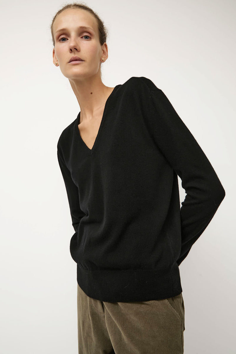 Mijeong Park Cashmere Blend V-Neck Knit in Black