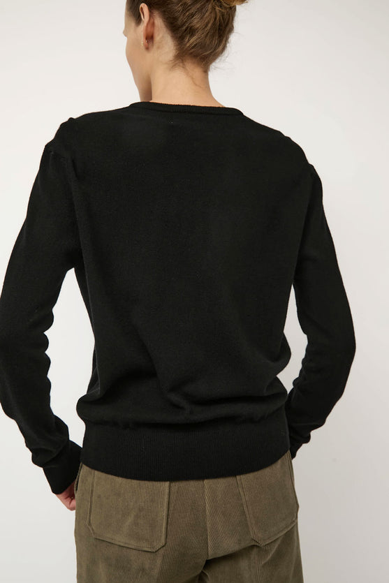 Mijeong Park Cashmere Blend V-Neck Knit in Black