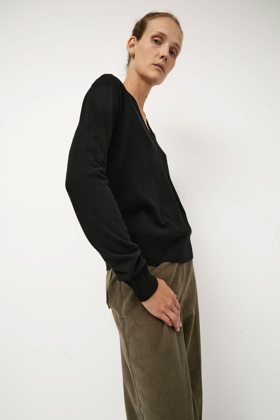 Mijeong Park Cashmere Blend V-Neck Knit in Black