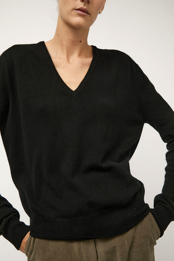 Mijeong Park Cashmere Blend V-Neck Knit in Black