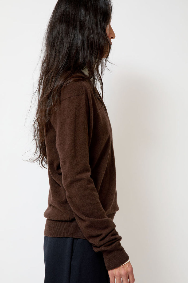 Mijeong Park Cashmere Blend V-Neck Knit in Brown