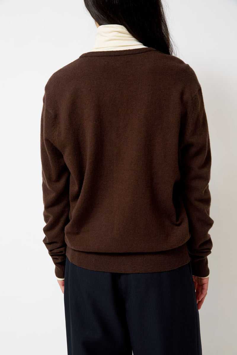 Mijeong Park Cashmere Blend V-Neck Knit in Brown