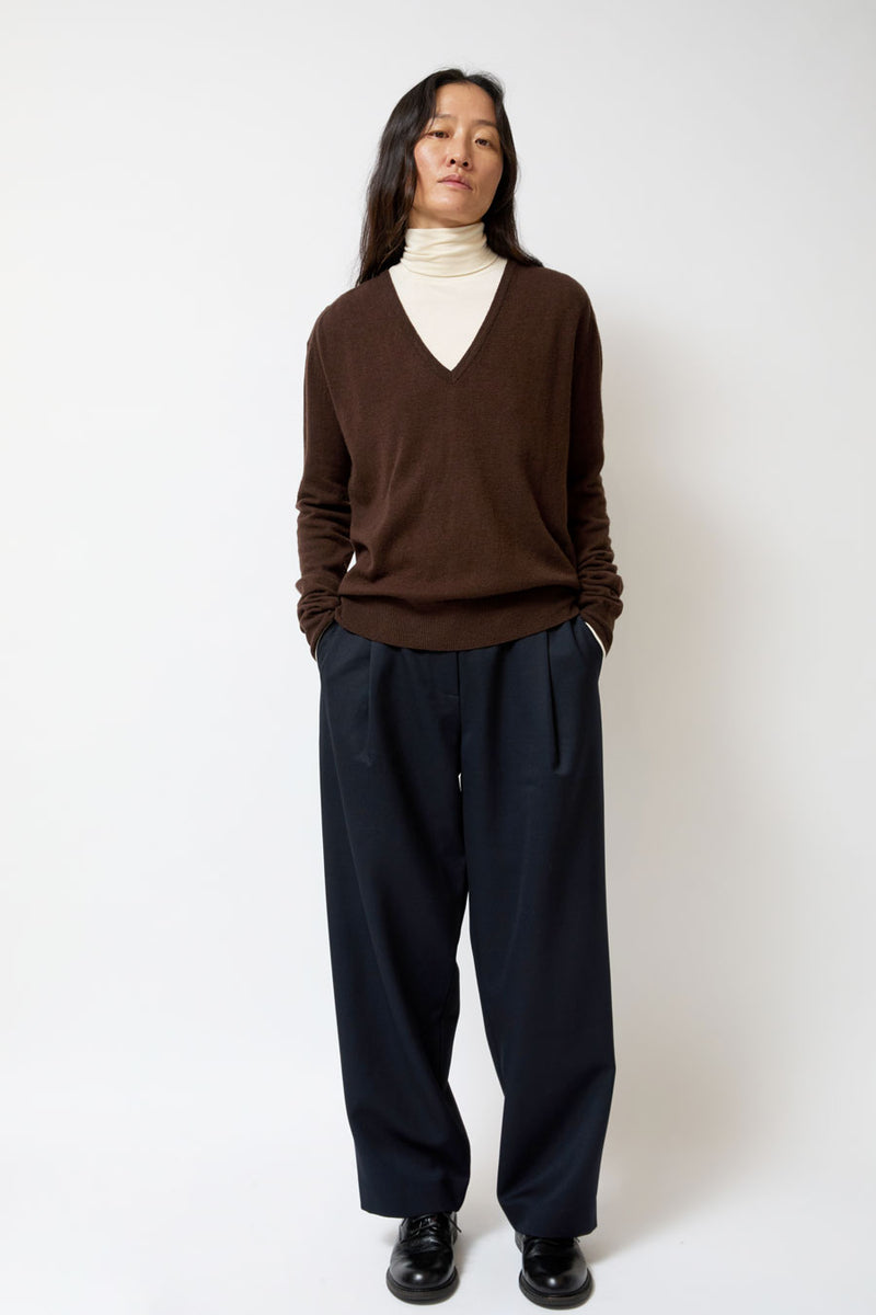 Mijeong Park Cashmere Blend V-Neck Knit in Brown