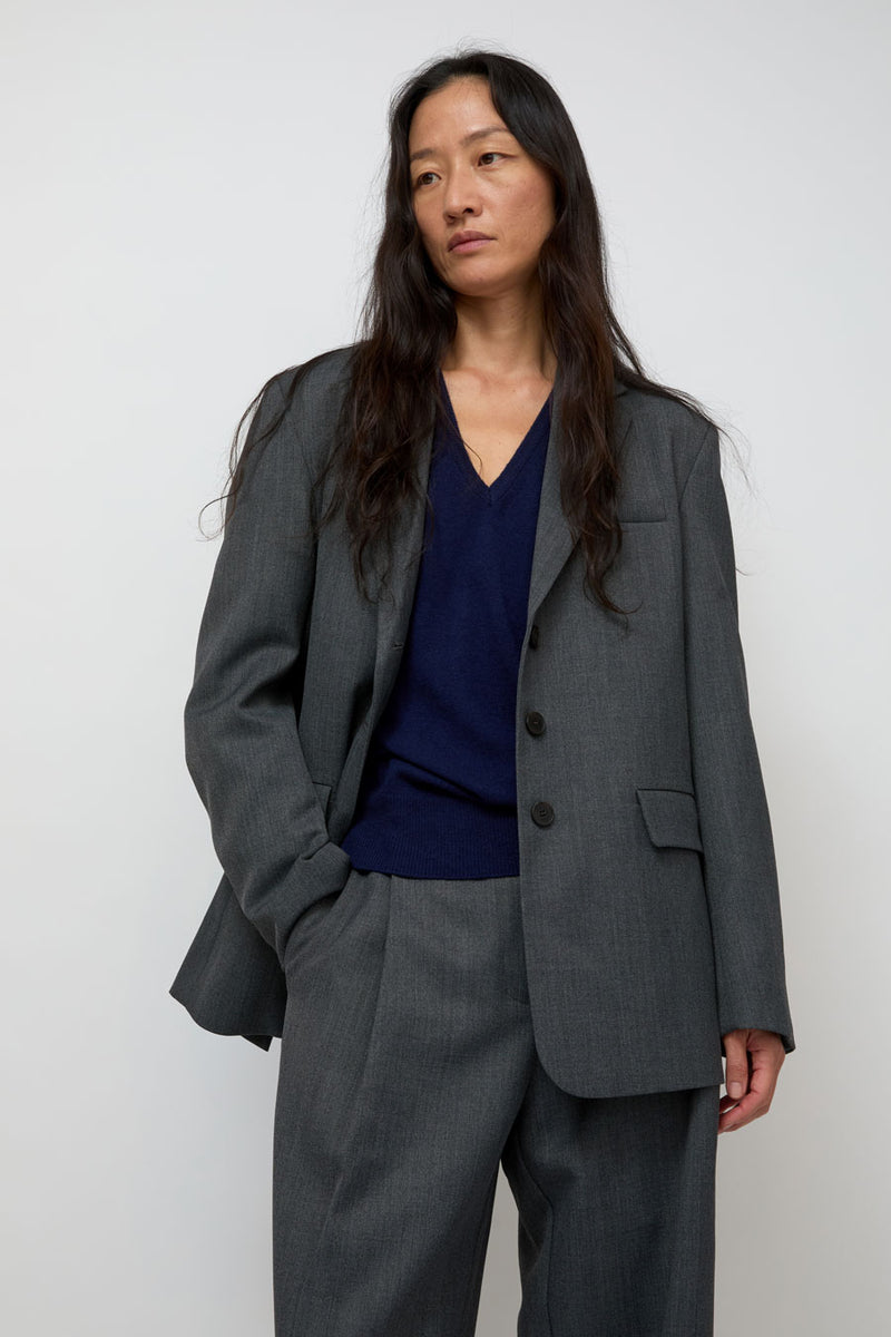 Mijeong Park Cashmere Blend V-Neck Knit in Navy