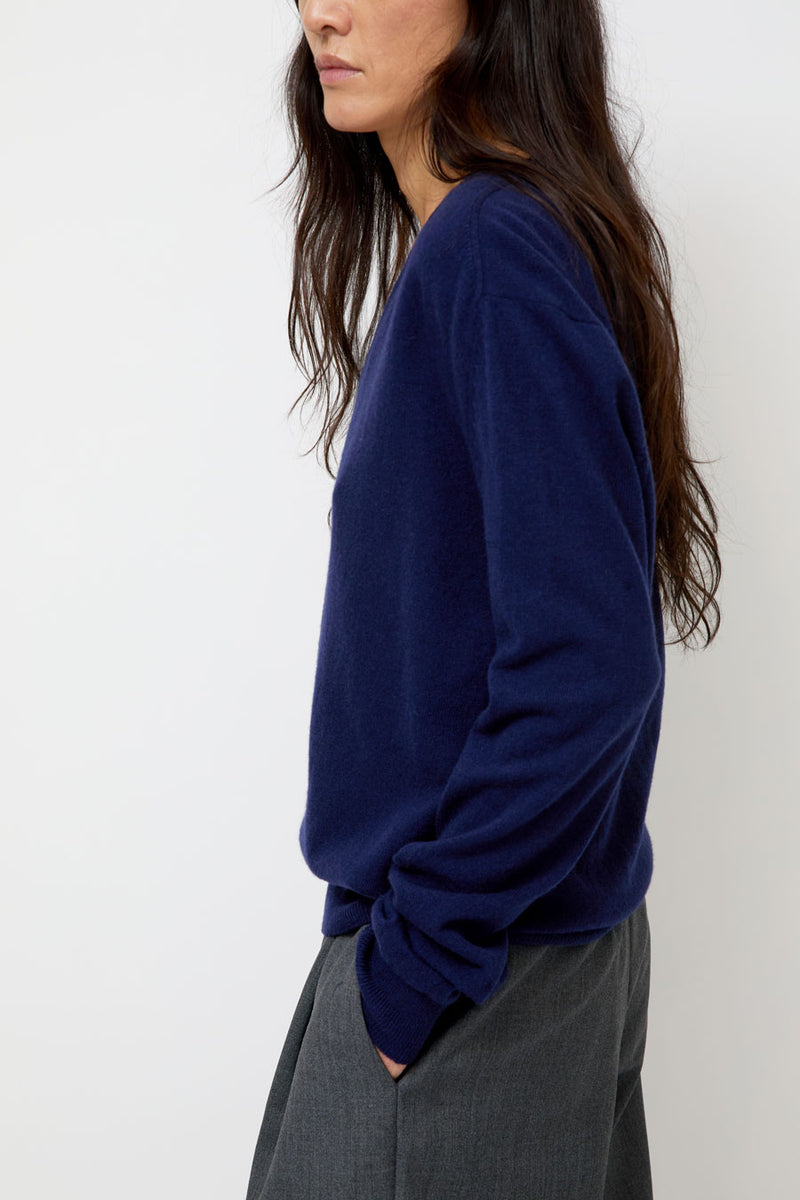 Mijeong Park Cashmere Blend V-Neck Knit in Navy