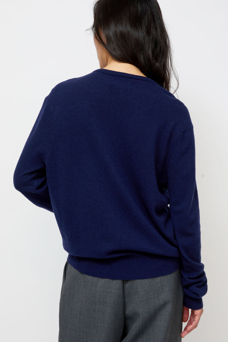 Mijeong Park Cashmere Blend V-Neck Knit in Navy