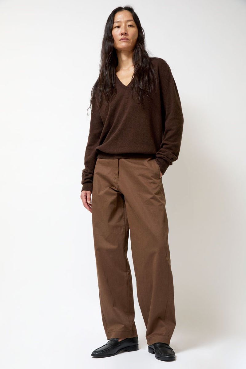 Mijeong Park Cotton Barrel-Leg Pants in Brown