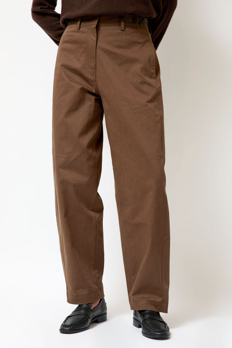 Mijeong Park Cotton Barrel-Leg Pants in Brown
