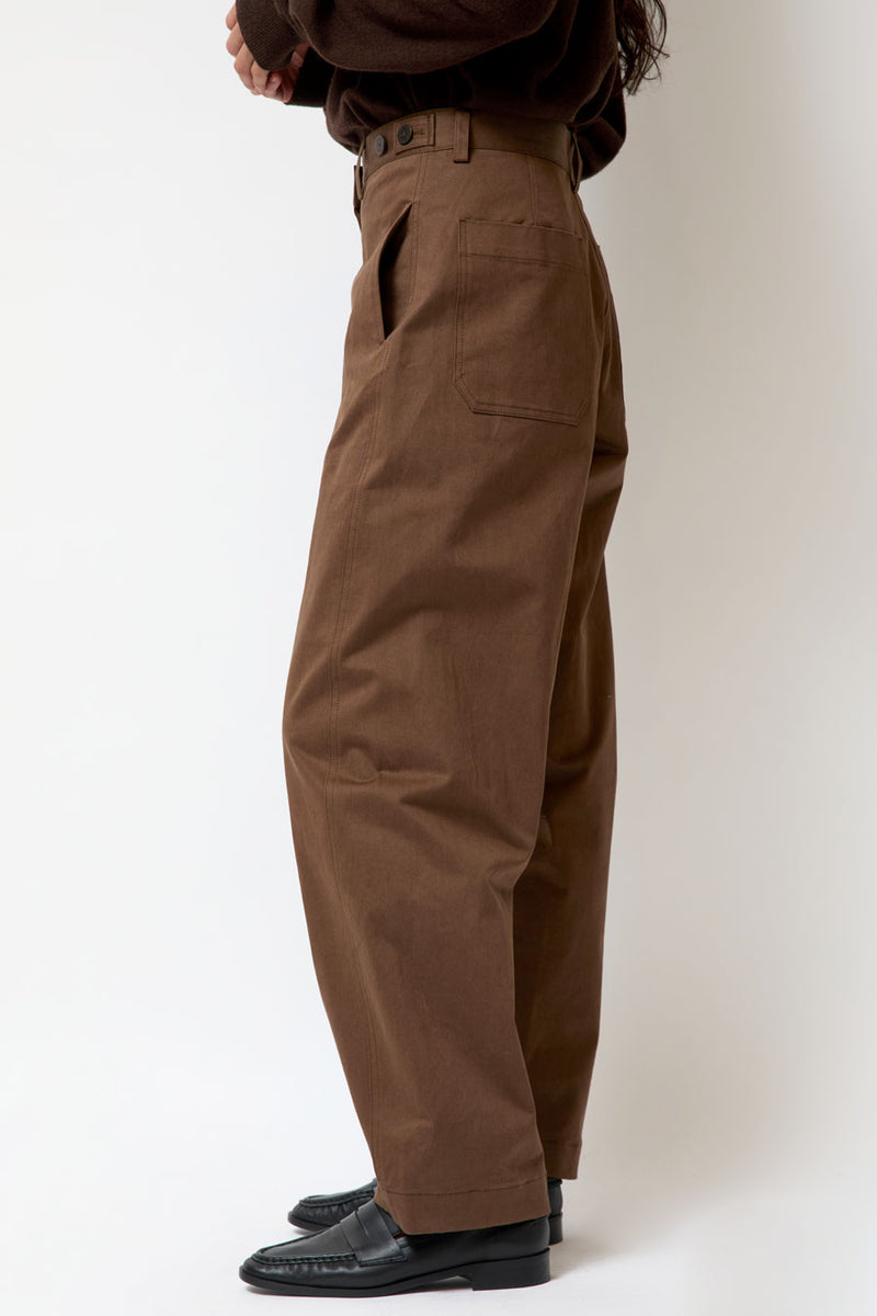 Mijeong Park Cotton Barrel-Leg Pants in Brown