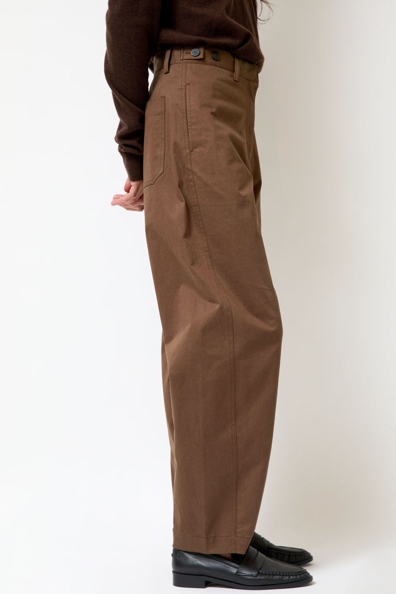 Mijeong Park Cotton Barrel-Leg Pants in Brown