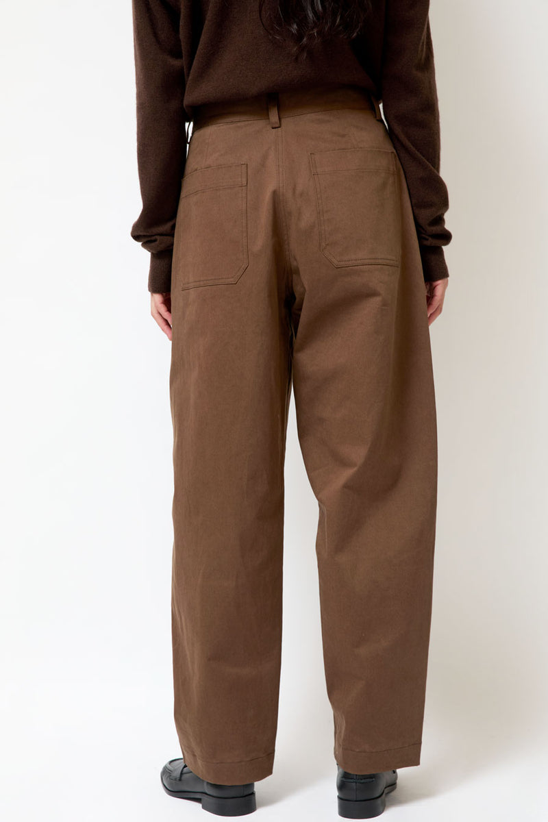 Mijeong Park Cotton Barrel-Leg Pants in Brown